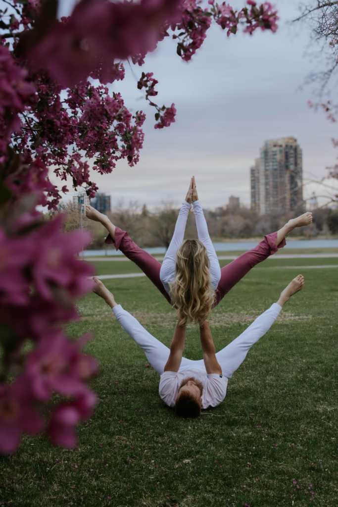 The Connection Academy AcroYoga spring photoshoot in Denver, City Park.