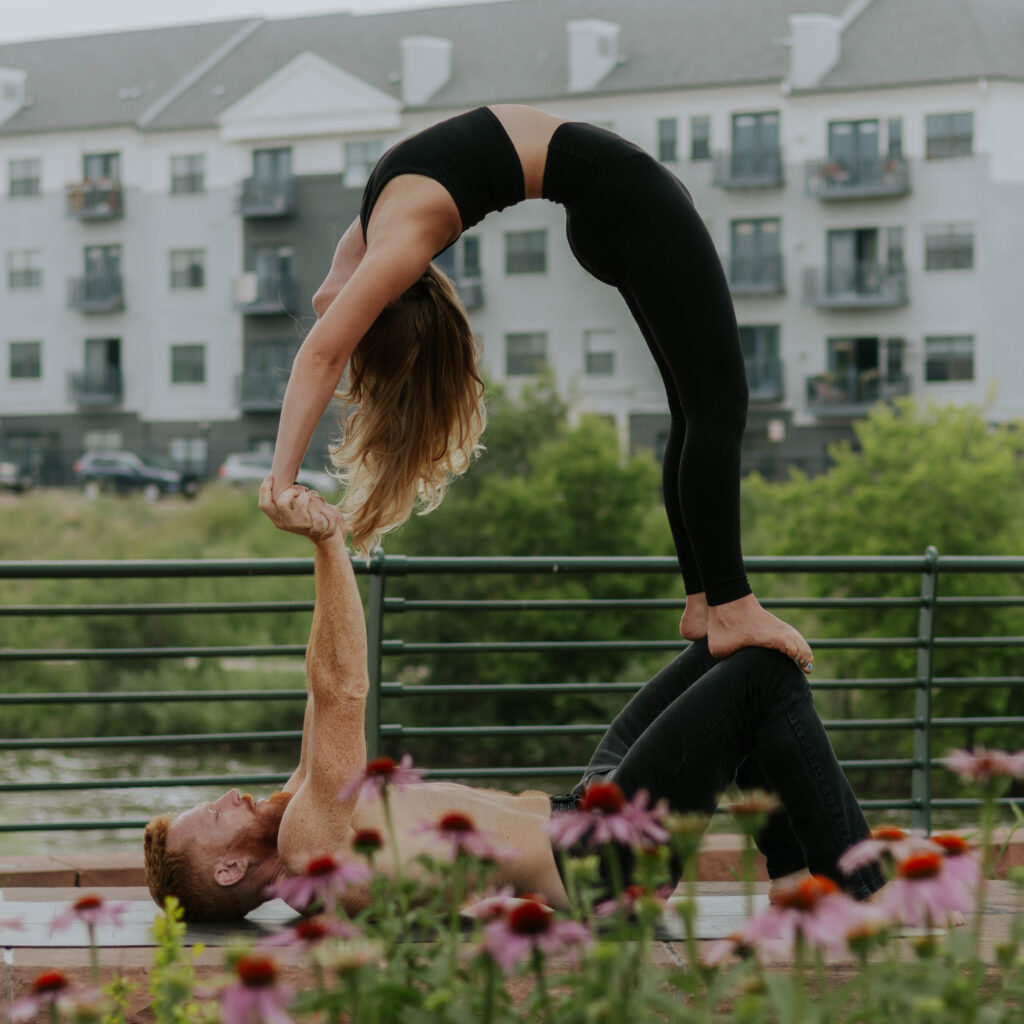 The Connection Academy AcroYoga photoshoot in Denver, Commons Park.