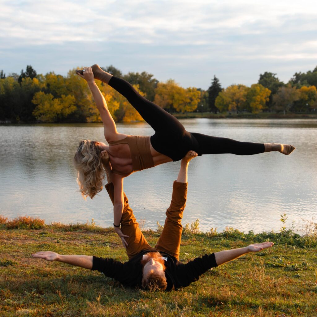 The Connection Academy AcroYoga fall photoshoot in Denver, City Park.
